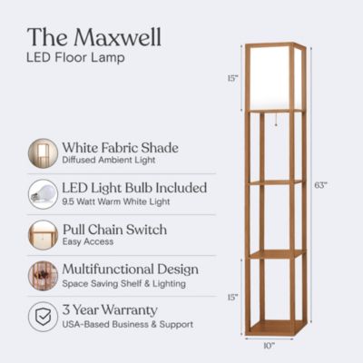 Maxwell 63" LED Shelf Column Floor Lamp with Lantern Shade