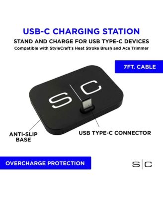 USB-C Portable Charging Station Stand For Hair Clippers, Trimmers, Shavers, and Type-C Phone Ports