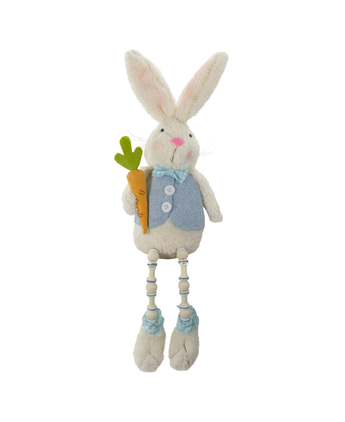 Boy Bunny Rabbit with Dangling Bead Legs Spring Figure,