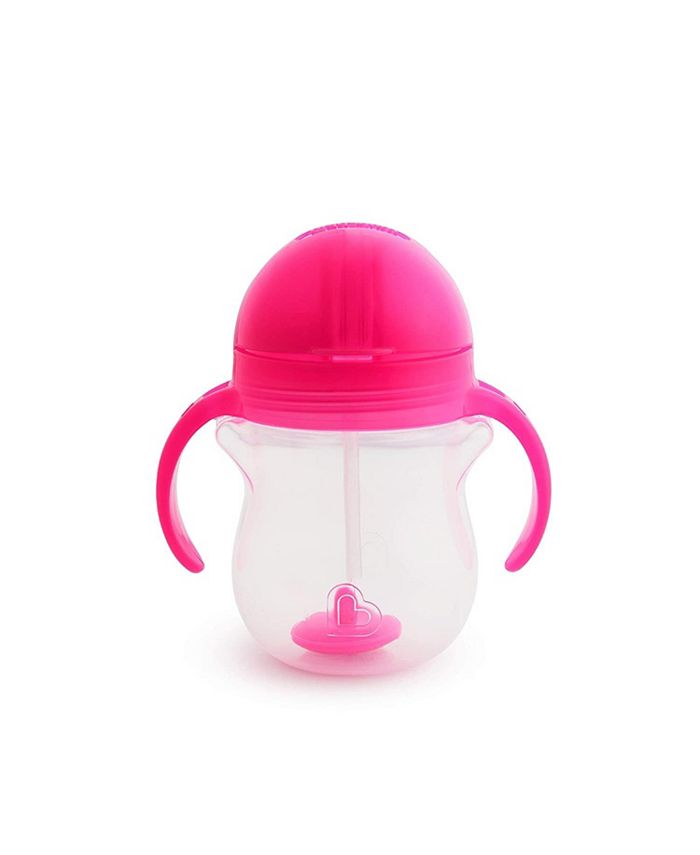 Munchkin Any Angle Click Lock Weighted Straw Trainer Cup, Pink, 7oz