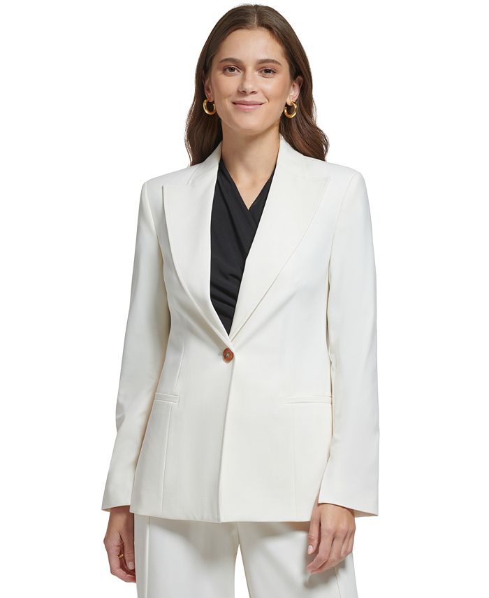 DKNY Women s Peak Collar Single Button Long Sleeve Blazer Macy s