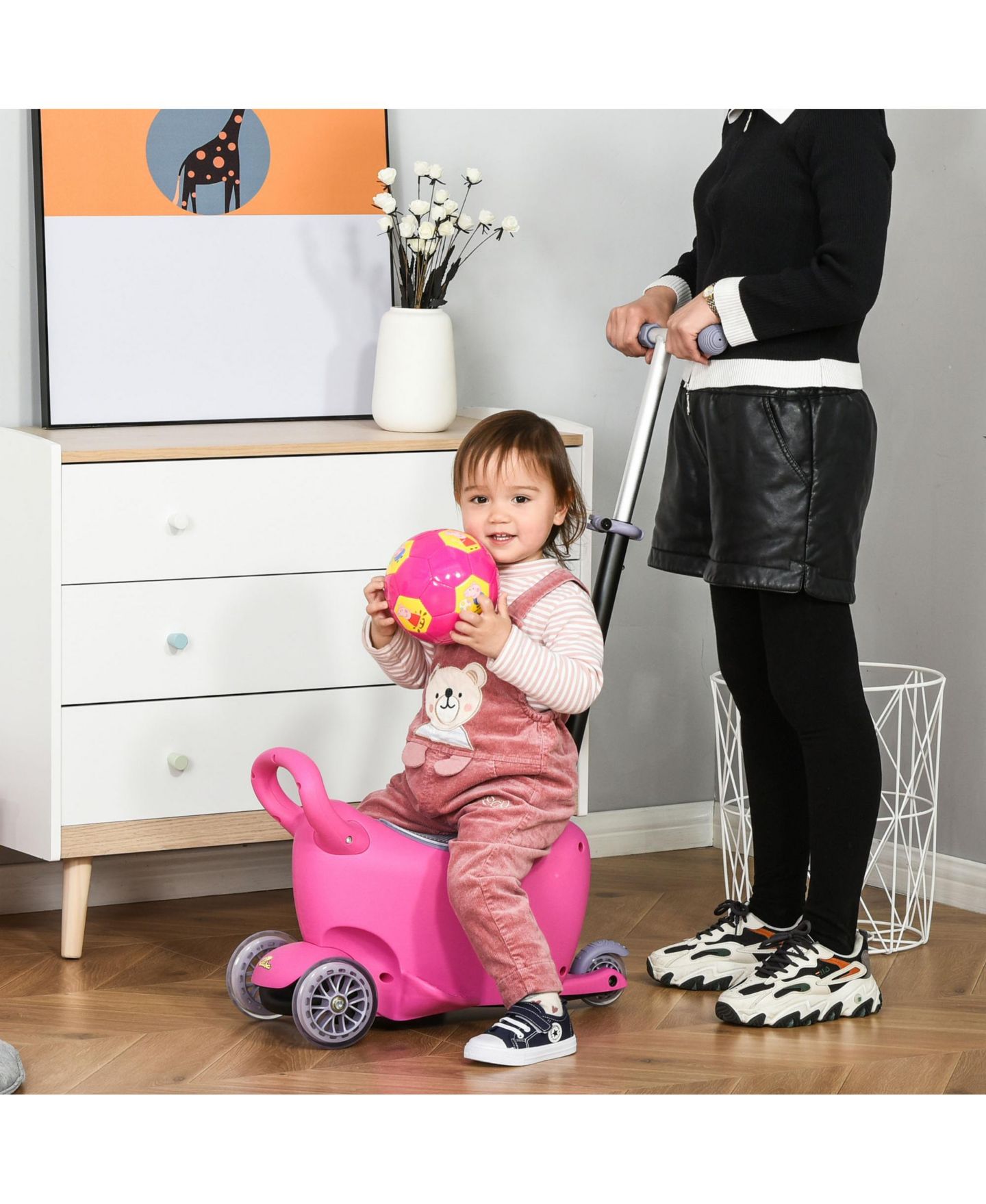 Детская игрушка Qaba 3-in-1 Kids Scooter, Adjustable Handlebar, 44 lbs Capacity, Ages 2-6 — фото 9