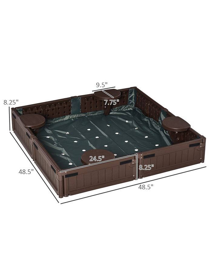 Outsunny Children's Sandpit Playset for Backyard, Can be Digbox for