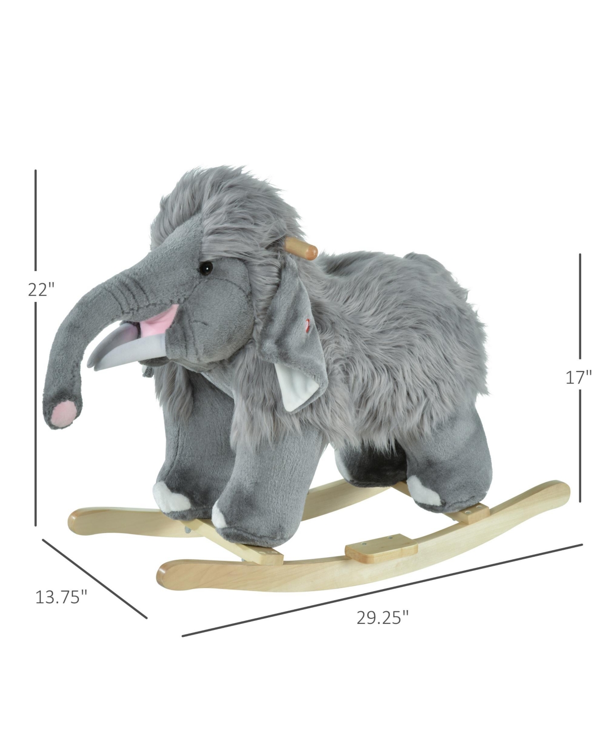 Qaba Kids Rocking Horse, Mammoth Shaped Ride on Horse with Realistic Sound