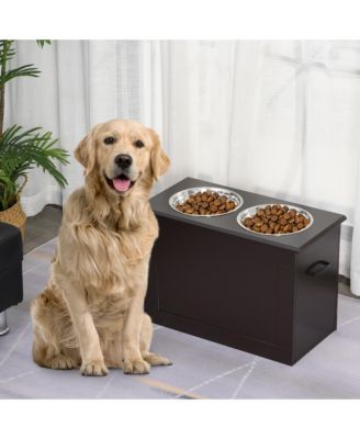 Stainless Steel Raised Pet Bowl Feeding Station with Storage