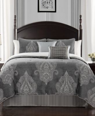 Waterford Ryan Comforter Set Collection Bedding In Platinum