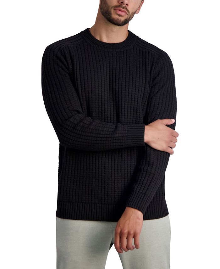 KARL LAGERFELD PARIS Men's Textured Long Sleeve Crew Neck Sweater - Macy's