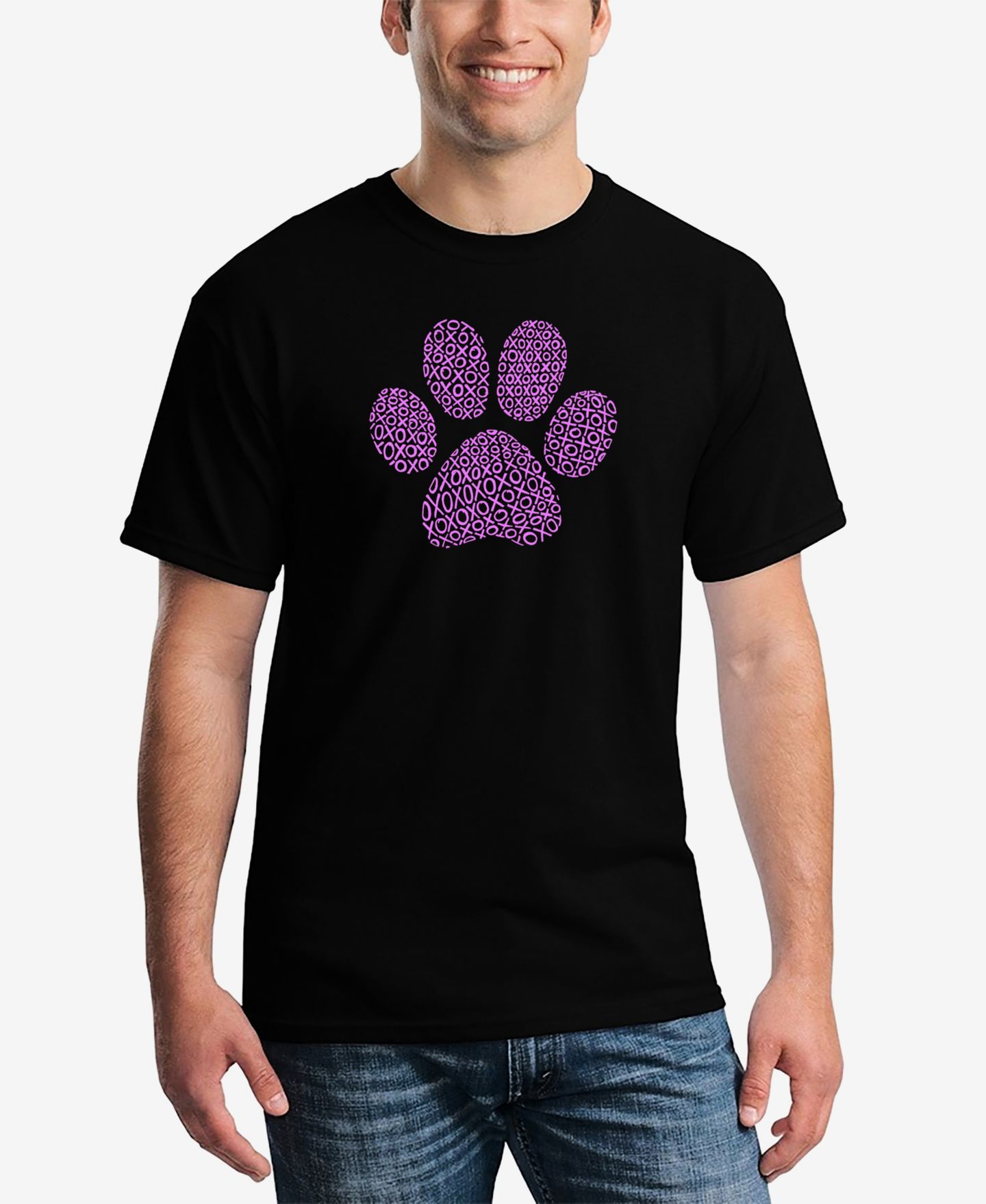 Мужская футболка LA Pop Art Xoxo Dog Paw Word Art Short Sleeve, цвет: Чёрный — фото 1