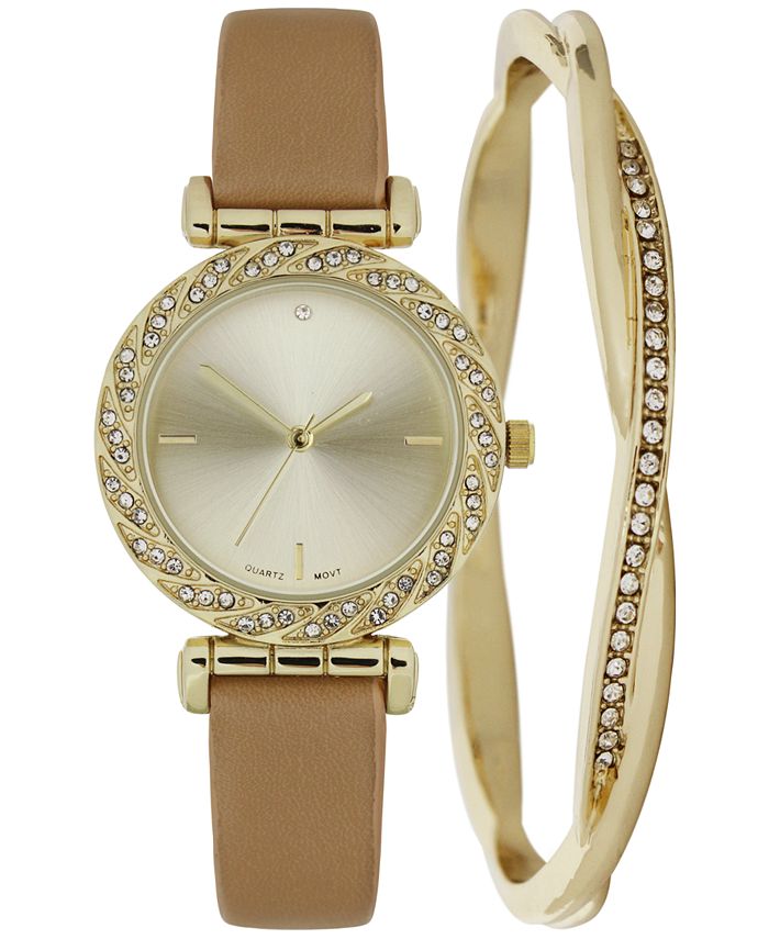 Charter Club Women s Brown Strap Watch 33mm Gift Set Created for