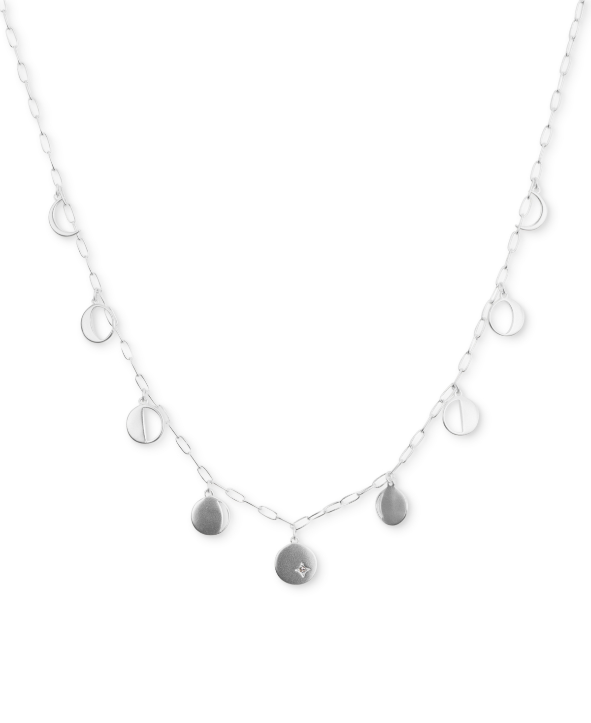 Lucky Brand Silver-tone Pave Star Moon Phase Charm Statement Necklace, 17" + 2" Extender