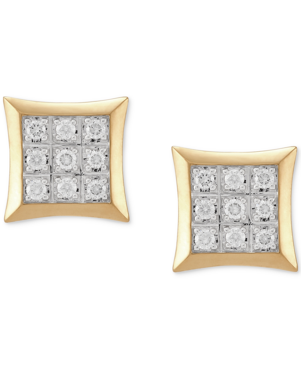 Men's Lab Grown Diamond Square Cluster Stud Earrings (1/2 ct. t.w.) in 10k Gold - Yellow Gold