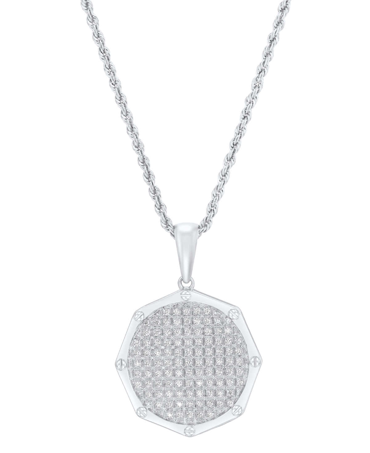 Men's Grown With Love Lab Grown Diamond Cluster 22" Pendant Necklace (1/2 ct. t.w.) in 10k White Gold - White Gold