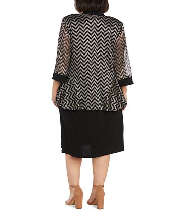 R & M Richards Plus Size Metallic Chevron Jacket & Necklace Dress & Reviews - Dresses - Plus ...