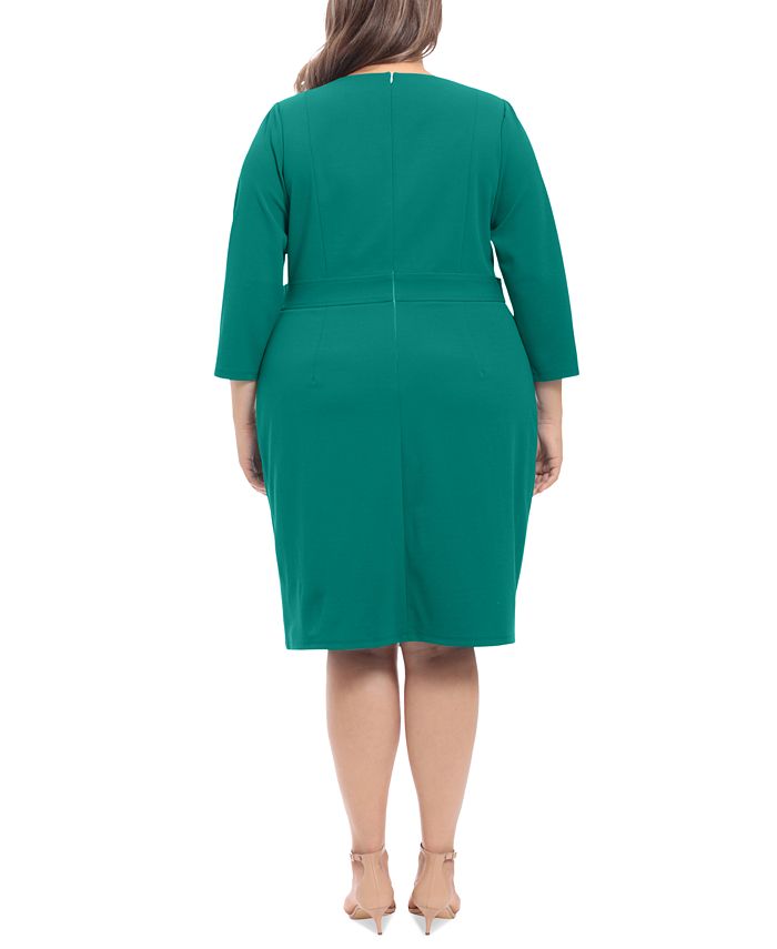 London Times Plus Size 3/4-Sleeve Tab-Waist Sheath Dress & Reviews ...