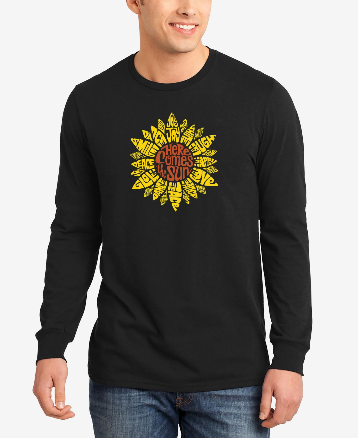 Men's Sunflower Word Art Long Sleeves T-shirt