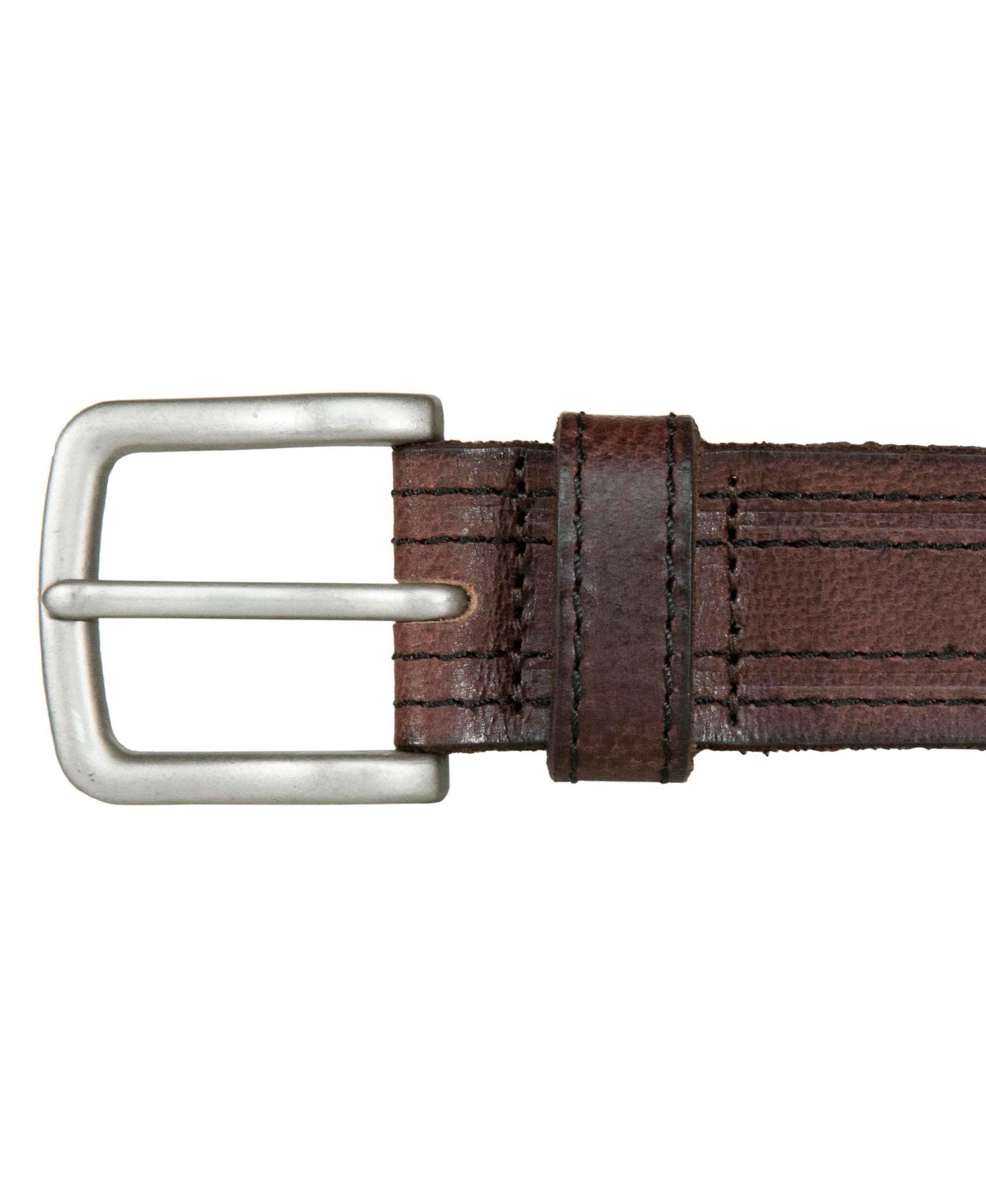 Men's Antique-Like Leather Belt with Darker Stitching Detail