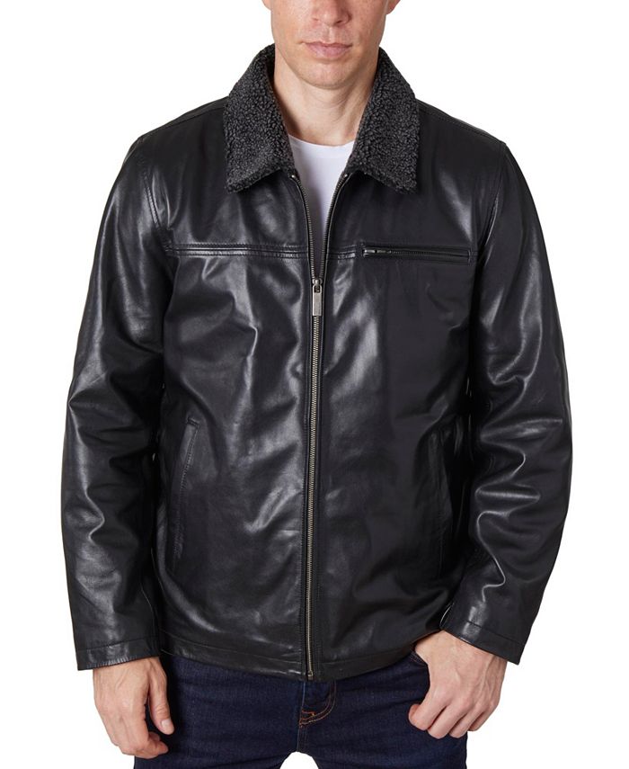 Perry Ellis Men's Zipper Leather Jacket - Macy's