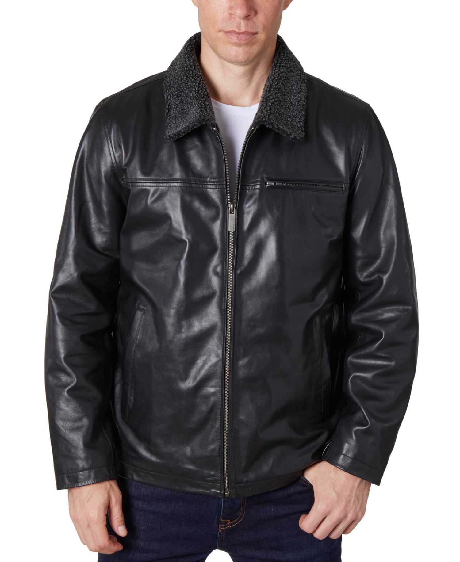 Men's Zipper Genuine Leather Jacket