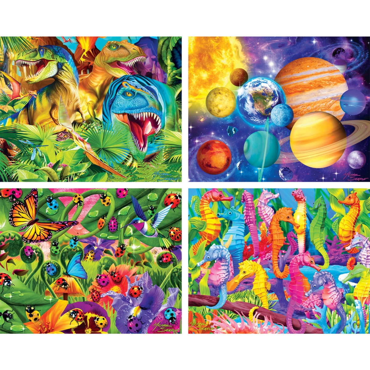 Masterpieces Glow in the Dark 4-Pack 100 Piece Jigsaw Puzzles - V2
