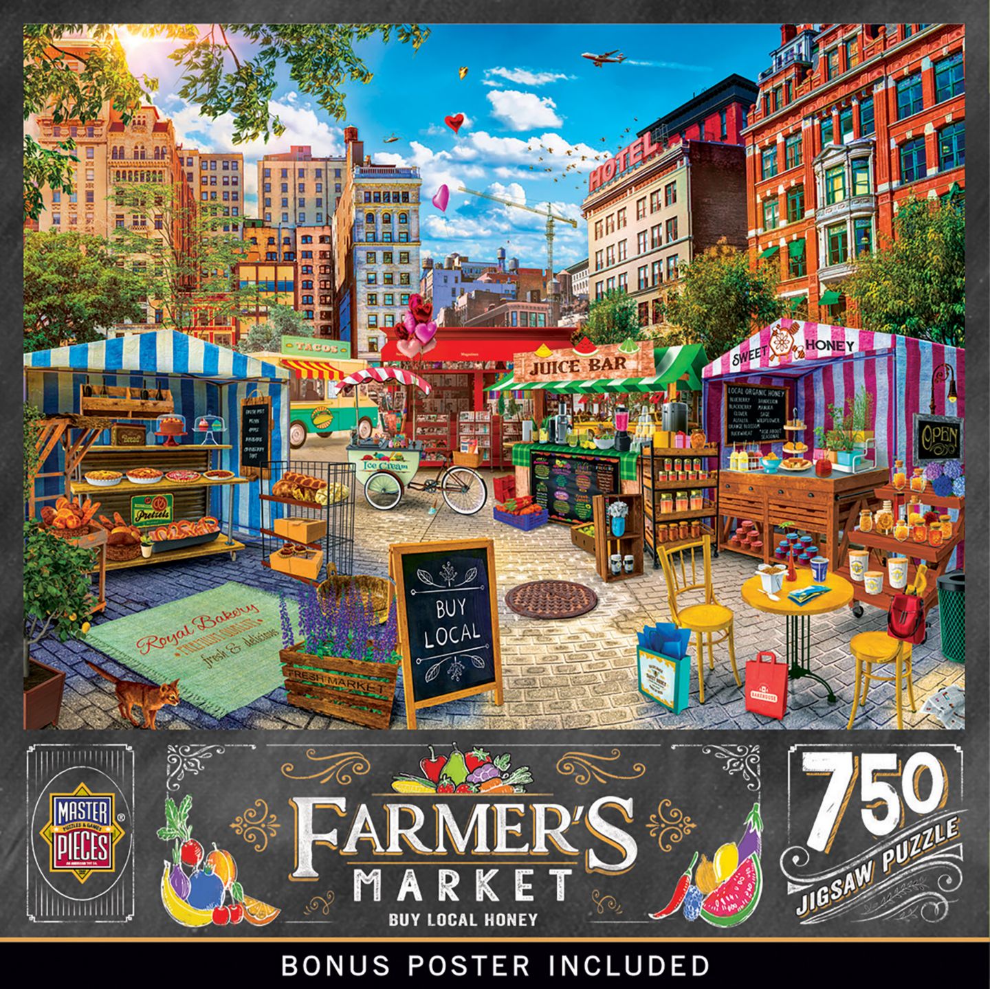 Детская игрушка MasterPieces Puzzles Farmer's Market - Buy Local Honey 750 Piece Puzzle, Ages 14+, цвет: Разноцветный — фото 1