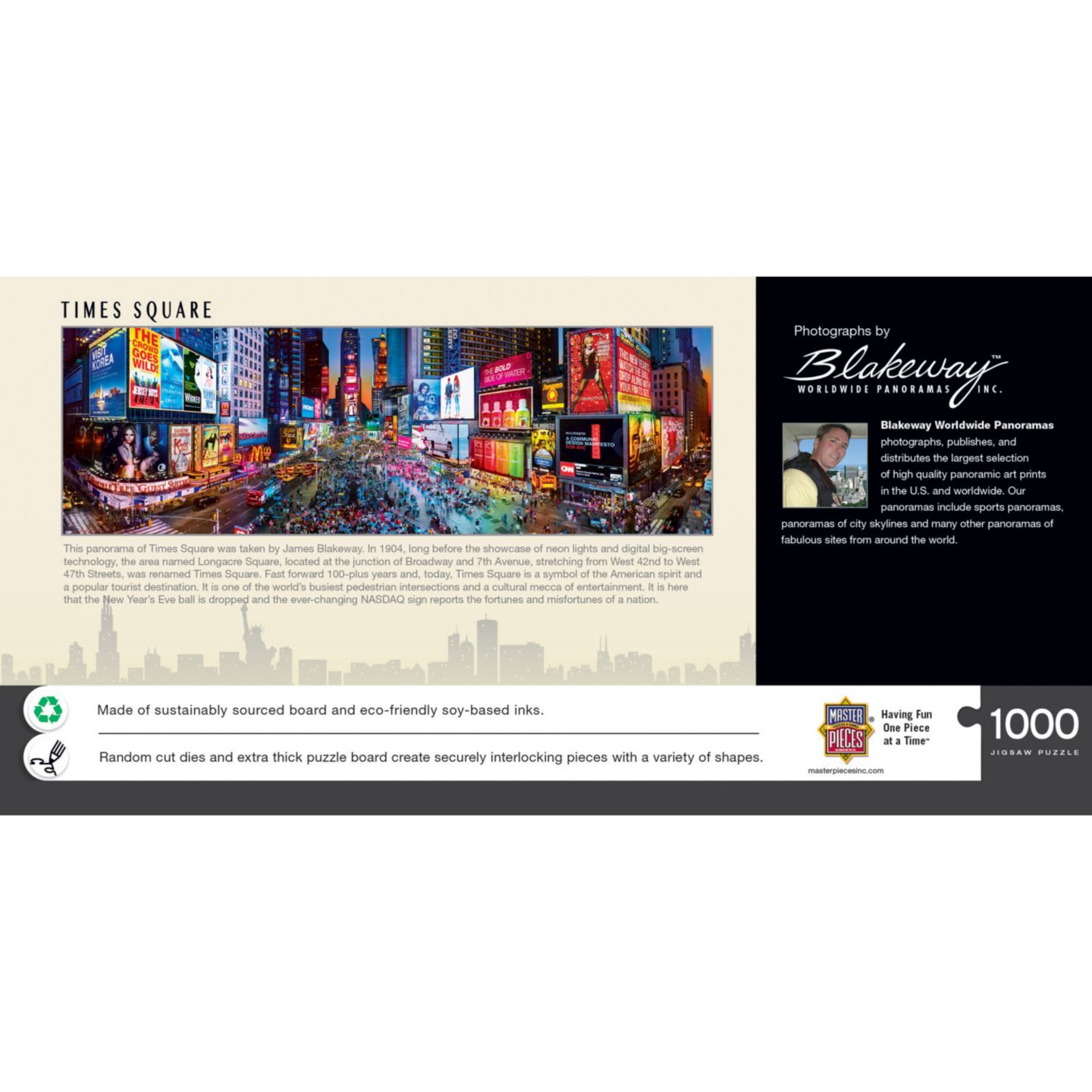 Детский пазл MasterPieces Puzzles American Vista Times Square 1000 Piece Puzzle, Ages 14+, цвет: Разноцветный — фото 3