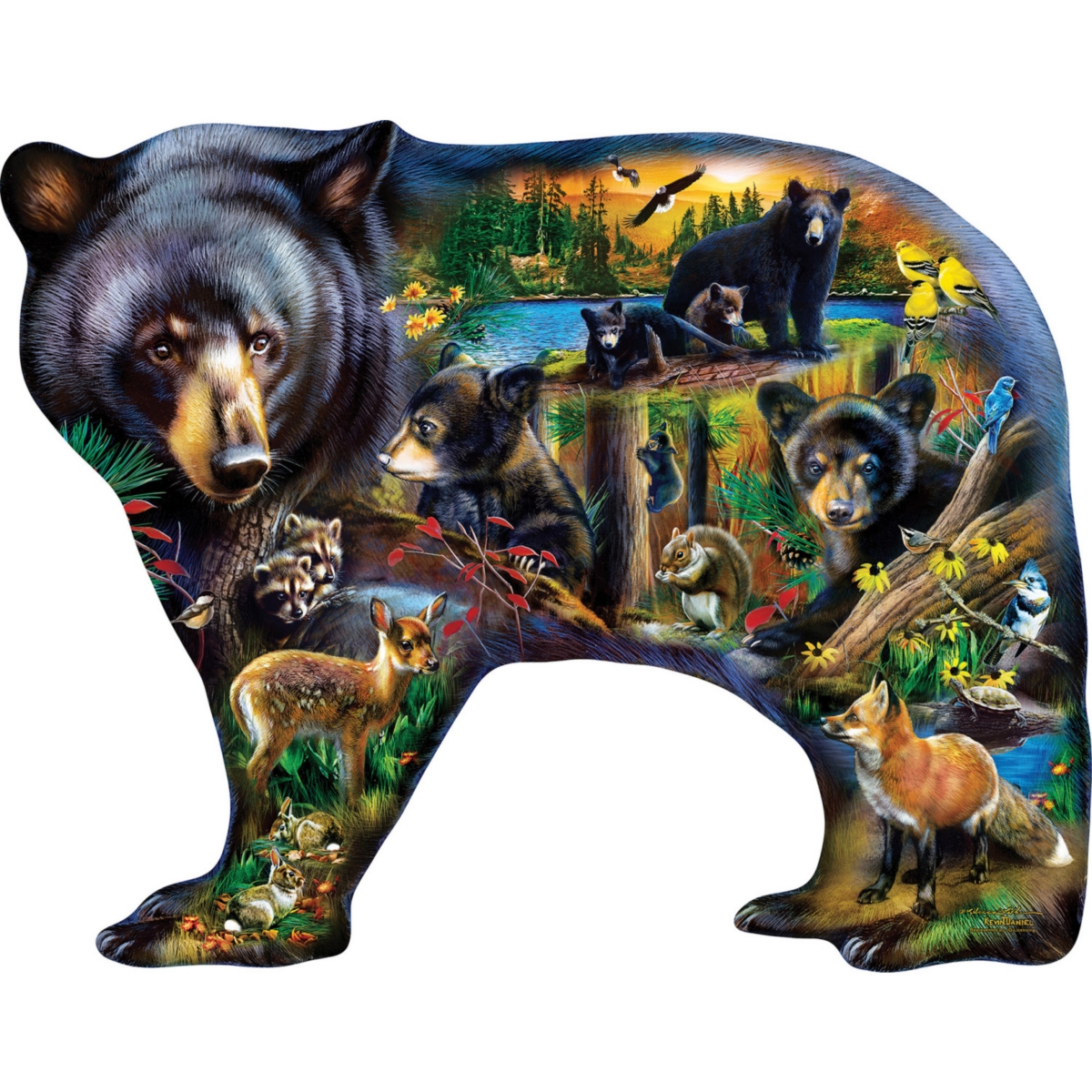 Masterpieces Contours - Wildlife of the Woods 1000 Piece Shaped Jigsaw Puzzle
