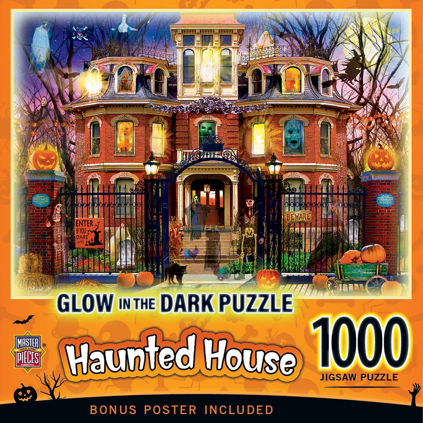 Детский пазл MasterPieces Puzzles MasterPieces Glow in the Dark - Haunted House on the Hill 1000 Piece Puzzle, цвет: Разноцветный — фото 1