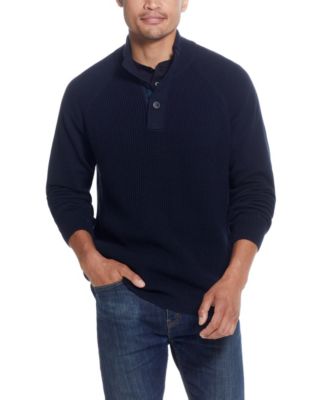 Weatherproof Vintage Men's Textured Button Mock Neck Sweater