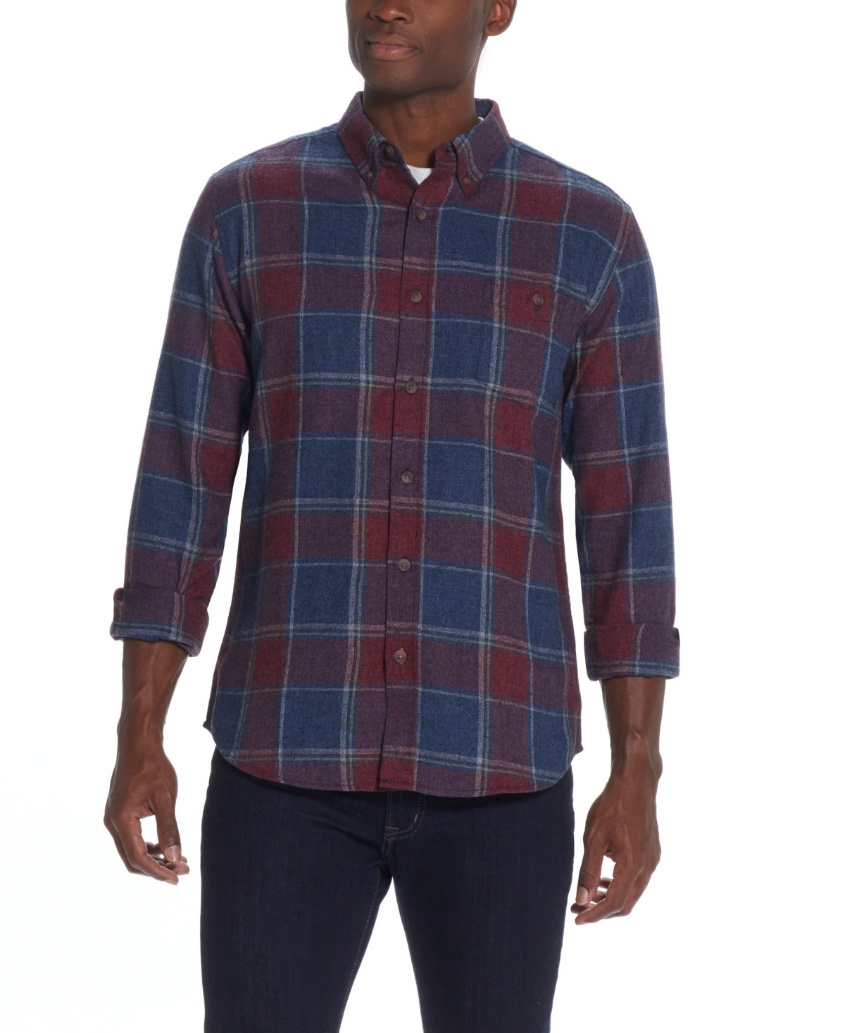 Men's Antique-Like Flannel Shirt - Patriot Blue