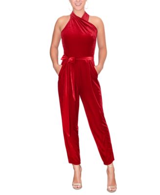 rachel rachel roy harland open back velvet jumpsuit