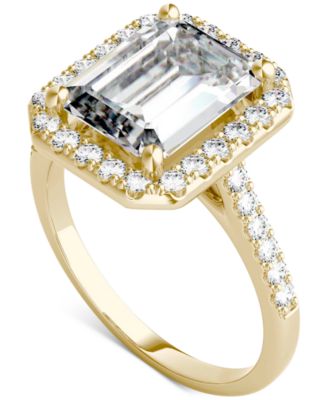 Charles & Colvard - Moissanite Emerald-Cut Halo Ring (4 ct. t.w. Diamond Equivalent) in 14k Gold