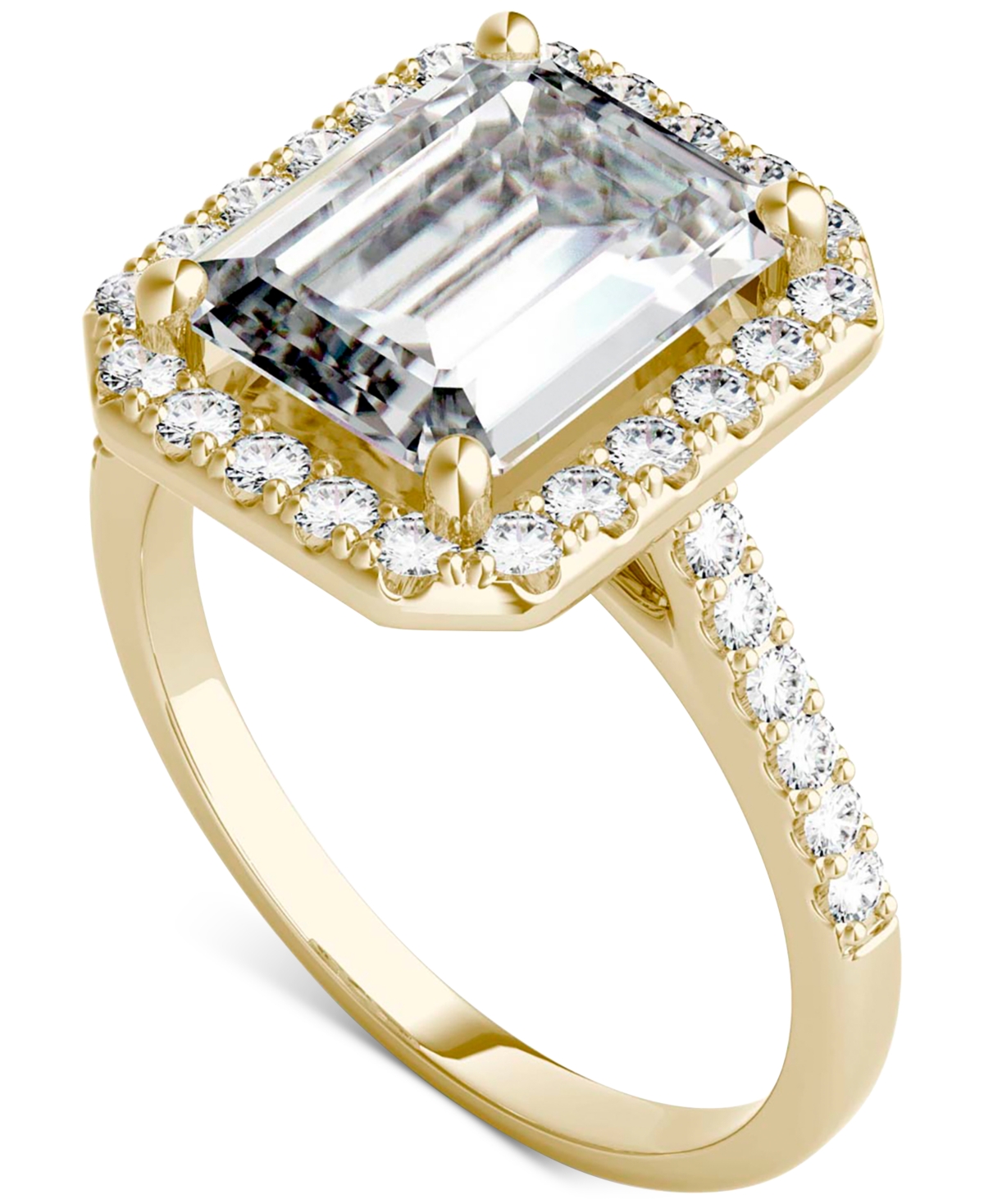Moissanite Emerald-Cut Halo Ring (4 ct. t.w. Diamond Equivalent) in 14k Gold - Gold
