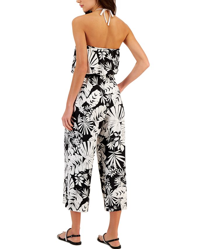 J Valdi Women's Jungle Straight-Neck Sleeveless Jumpsuit Cover-Up - Macy's
