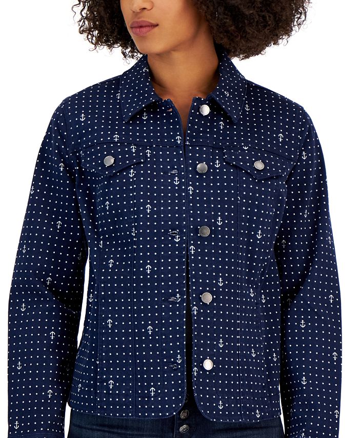 Charter Club Women's MarinerDot Denim Jacket, Created for Macy's Macy's