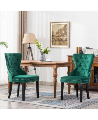 Velvet Upholstered Tufted Dining Chairs Set of 2