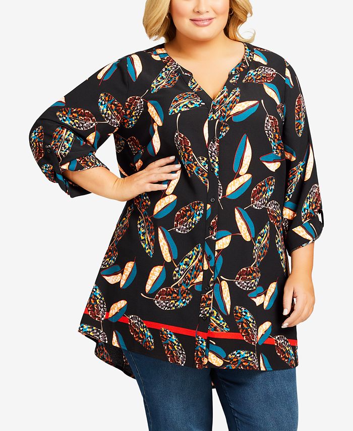 Avenue Plus Size Imani Border Shirt - Macy's