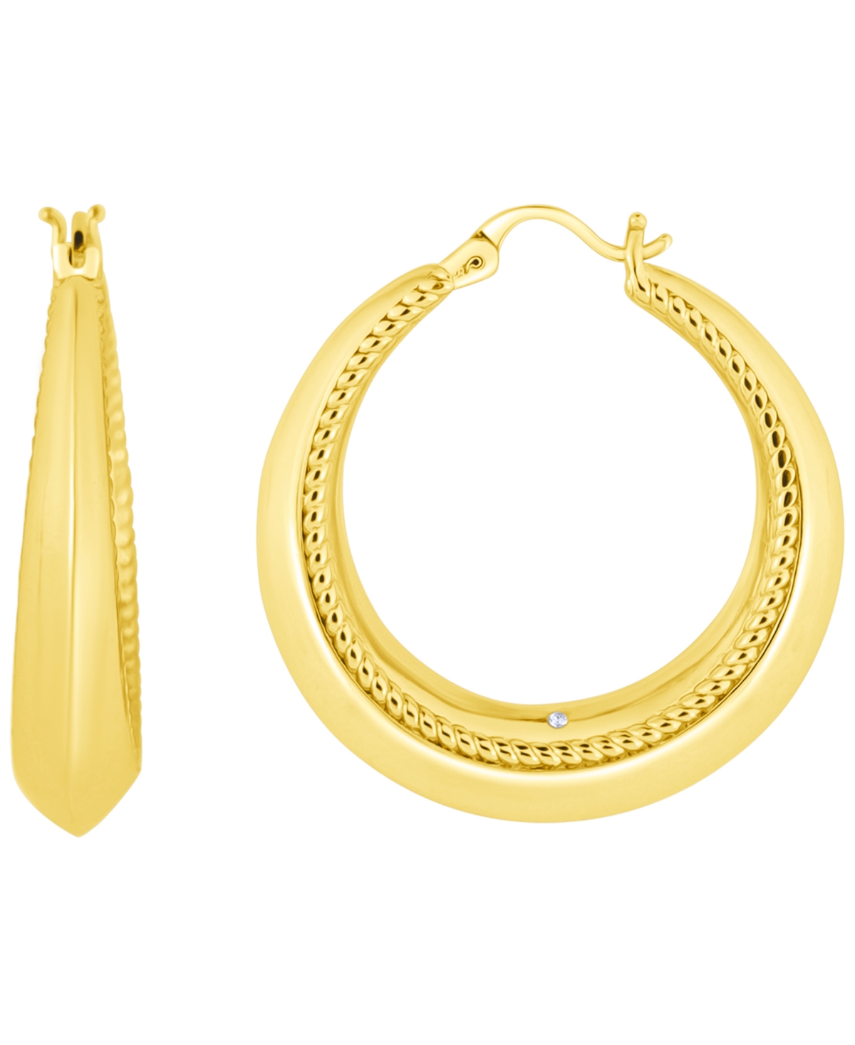 And Now This Twisted Rope Edge Detail Hoop Earring In 18k Gold Plated Brass
