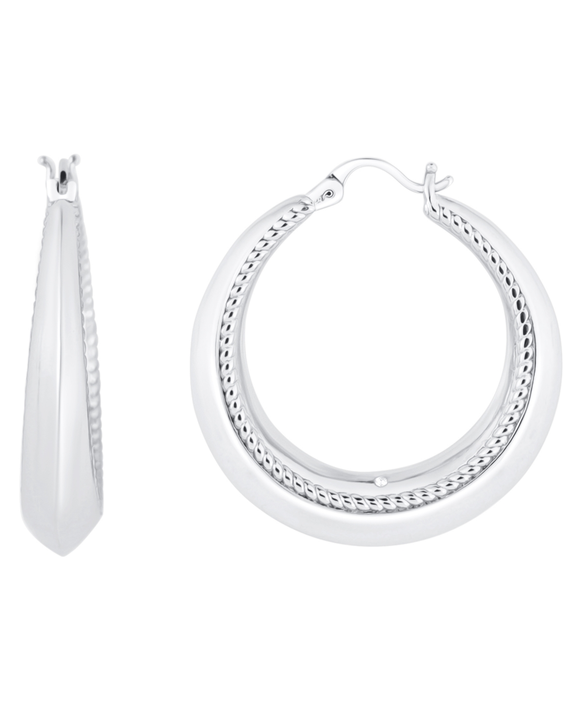 And Now This Twisted Rope Edge Detail Hoop Earring In Fine Silver Plated