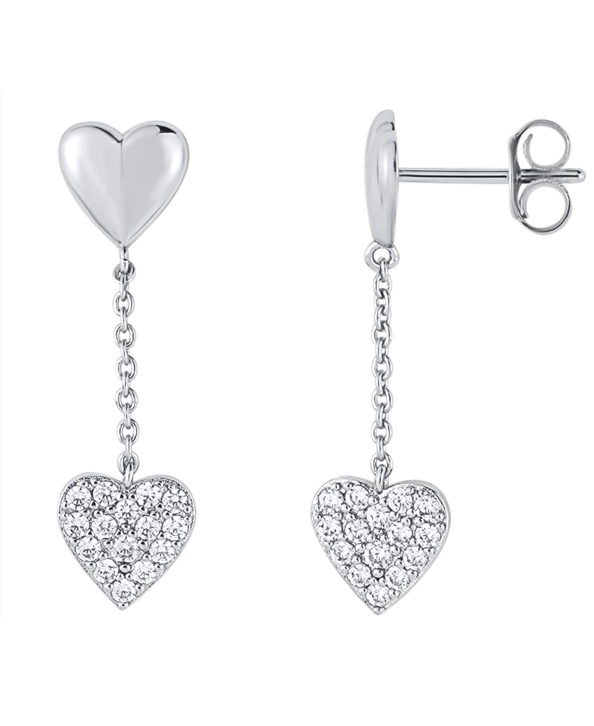 And Now This Cubic Zirconia (0.30 Ct.t.w.) Heart Drop Earring In Silver-tone