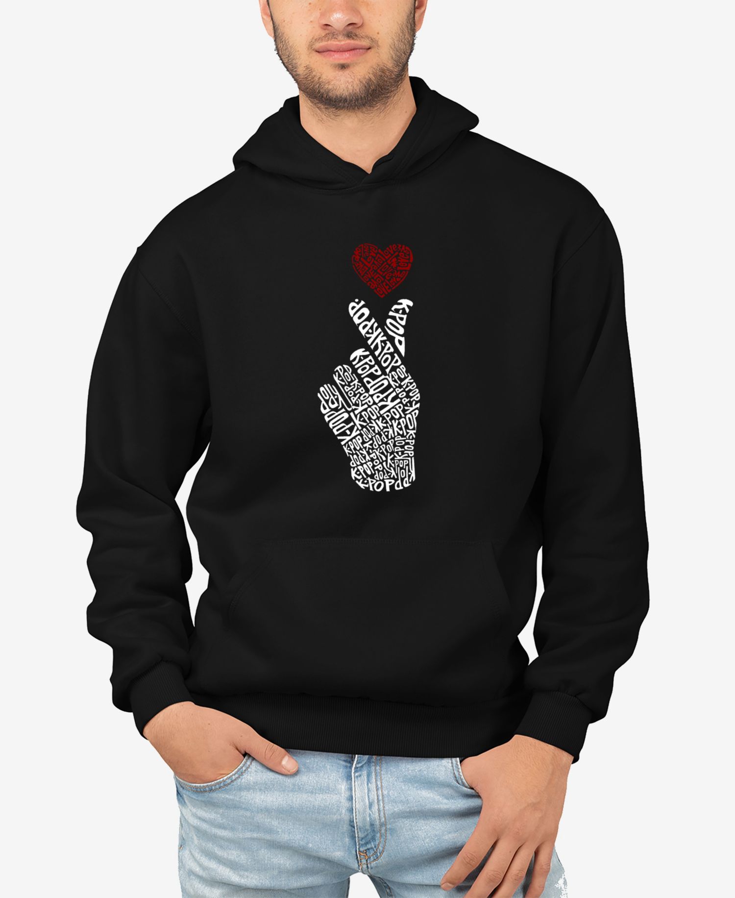 Men's K-Pop Word Art Hooded Sweatshirt