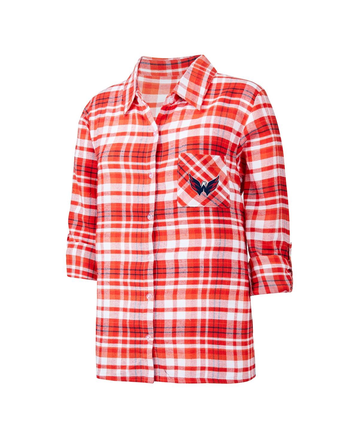 Concepts Sport Women's  Red Washington Capitals Mainstay Flannel Full-button Three-quarter Sleeve Nig