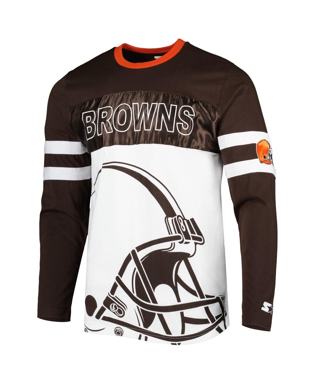 Shop Starter Men's  Brown, White Cleveland Browns Halftime Long Sleeve T-shirt In Brown,white