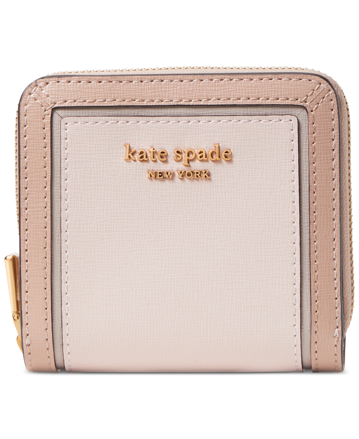 Kate Spade Morgan Colorblocked Saffiano Leather Compact Wallet In Pale Dogwood Multi