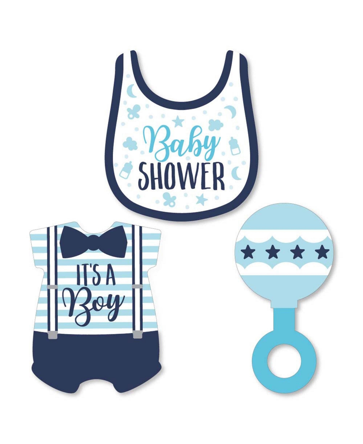 Its a Boy - Diy Shaped Blue Baby Shower Cut-Outs - 24 Ct