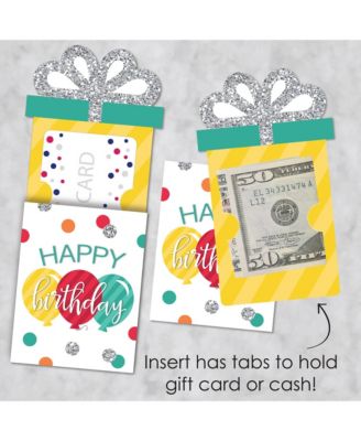Colorful Happy Birthday - Birthday Party Money & Nifty Gifty Card Holders - 8 Ct