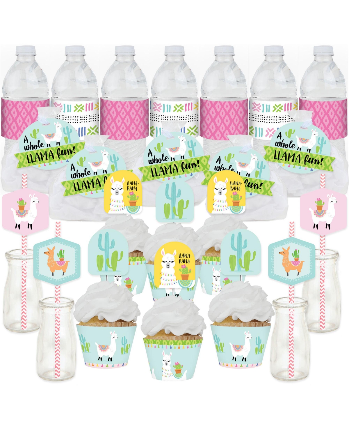Whole Llama Fun - Baby Shower or Birthday Fabulous Favor Party Pack 100 Pc