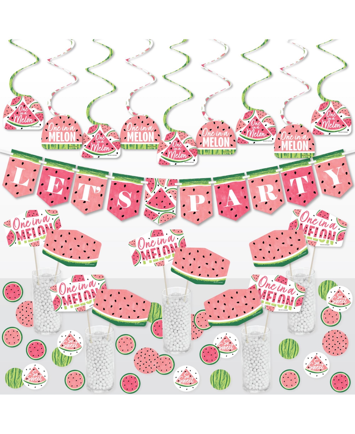 Big Dot of Happiness Sweet Watermelon - Fruit Party Supplies Decoration Kit - Decor Galore Party Pack - 51 Pieces