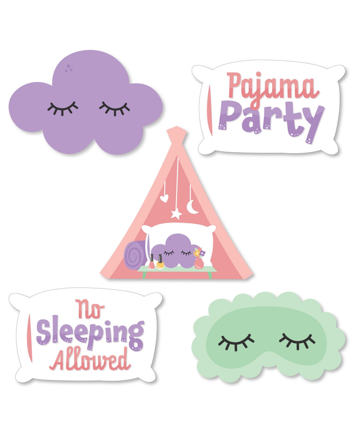 Pajama Slumber Party - Diy Shaped Girls Sleepover Birthday Party Cut-Outs 24 Ct