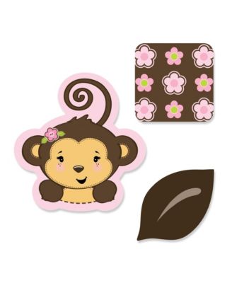 Pink Monkey Girl - DIY Shaped Baby Shower or Birthday Party Cut-Outs ...