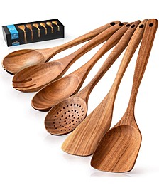 Teak Wooden Cooking Spoons 6 Pc.